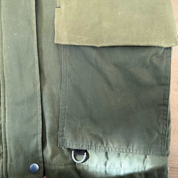 Zara Women's Green Waxed Canvas Jacket Chore Coat Corduroy Collar Oversized S - Picture 10 of 14